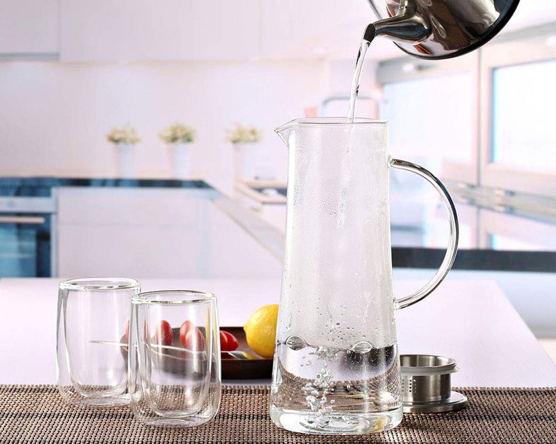 Hwagui - Heat Resistant Glass Pitcher with Stainless Steel Lid, Water Carafe with Handle, Good Beverage Pitcher for Homemade Juice and Iced Tea, 1600ml/53oz - Image 5